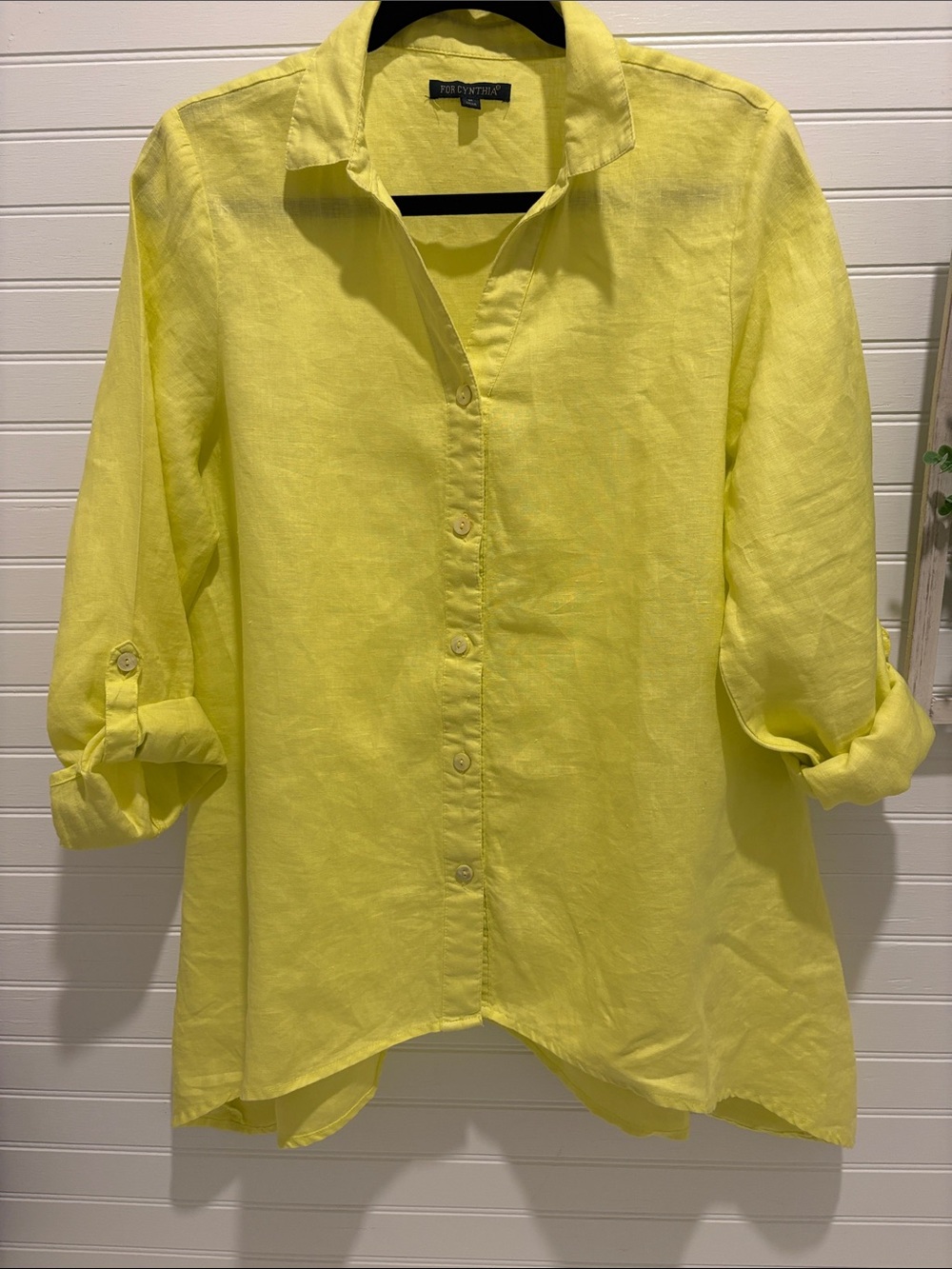 For Cynthia Bright Yellow Linen Shirt